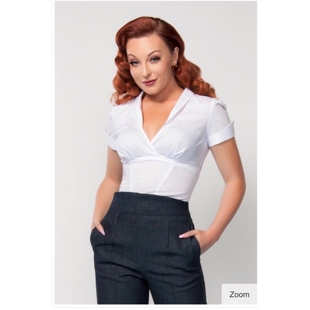 Pinup girl clothing Sean top in white